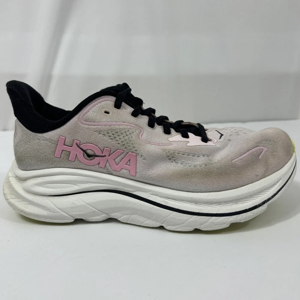 Hoka One One Clifton 10 Women's Size 8 B Pink White Running Walking Sneakers